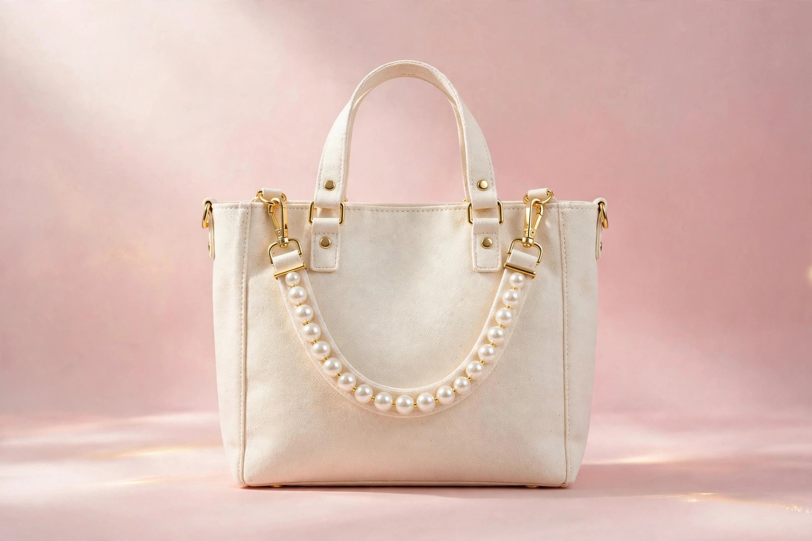 Pearl Strap Tote Bag — Cream