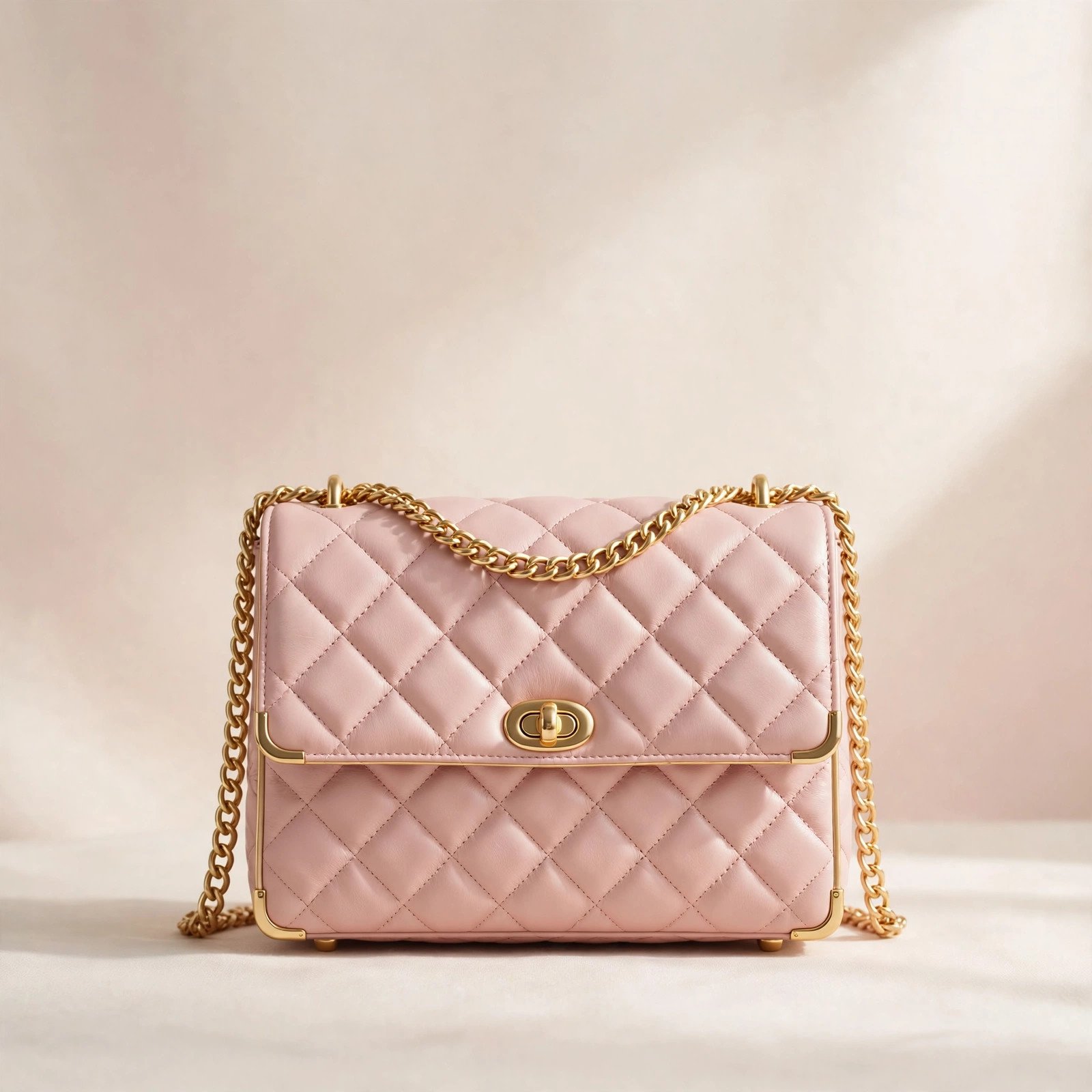 Blush Pink Quilted Handbag